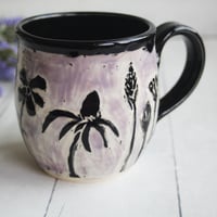 Image 2 of Sgraffito Wild Flower Mug, Hand Carved Botanical Design Specialty Art Mug, Made in USA
