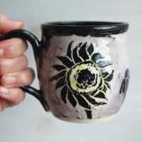 Image 6 of Sgraffito Wild Flower Mug, Hand Carved Botanical Design Specialty Art Mug, Made in USA