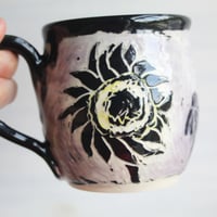 Image 8 of Sgraffito Wild Flower Mug, Hand Carved Botanical Design Specialty Art Mug, Made in USA