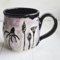 Image 7 of Sgraffito Wild Flower Mug, Hand Carved Botanical Design Specialty Art Mug, Made in USA