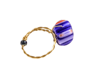 Image 4 of RED, WHITE, AND BLUE FLORAL MULTICOLOR ADJUSTABLE WIRE WRAP RING (ITEM #2563)
