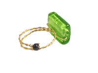 Image 4 of LIME GREEN RECTANGULAR ADJUSTABLE WIRE WRAP RING (ITEM #2564)