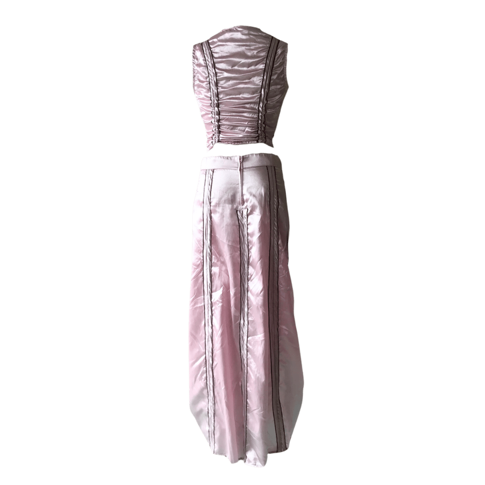 Image of PURPLE SATIN DRAWSTRING SKIRT AND TOP SET