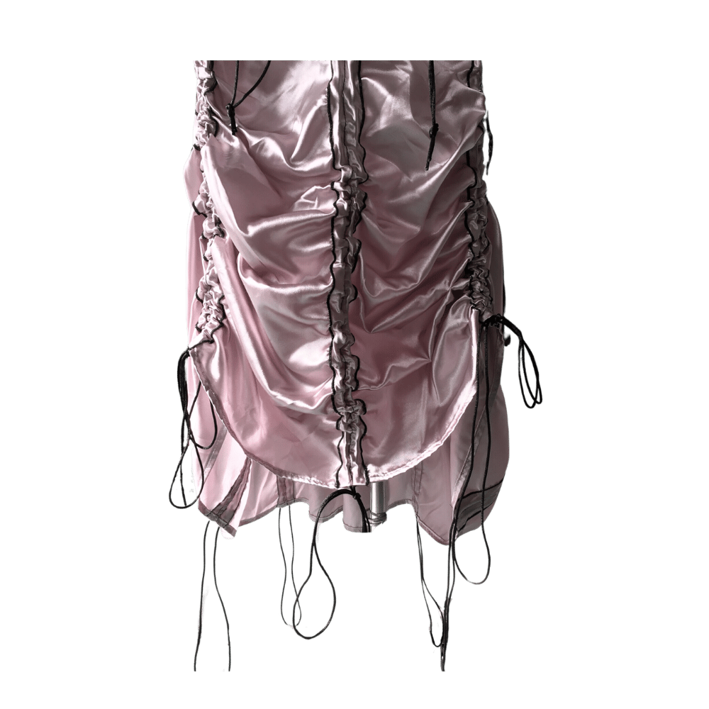 Image of PURPLE SATIN DRAWSTRING SKIRT AND TOP SET