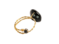 Image 4 of BLACK AND MINT GREEN POLKADOT ADJUSTABLE WIRE WRAP RING (ITEM #2559)