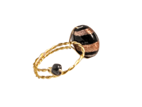 Image 4 of BLACK AND GOLD STRIPED ADJUSTABLE WIRE WRAP RING (ITEM #2562)