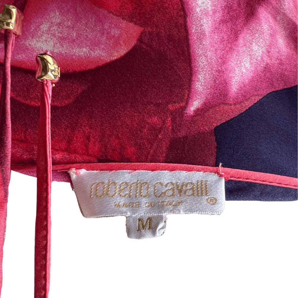 Image of ROBERTO CAVALLI SILK ROSE DRESS
