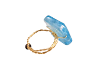 Image 4 of LIGHT BLUE SQUARE ADJUSTABLE WIRE WRAP RING (ITEM #2558)