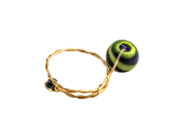 Image 4 of GREEN, BLUE, AND YELLOW ROUND BEAD ADJUSTABLE WIRE WRAP RING (ITEM #2556)