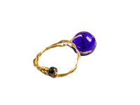Image 4 of BLUE, GREEN IRIDESCENT ROUND BEAD ADJUSTABLE WIRE WRAP RING (ITEM #2554)