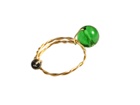 Image 4 of LEAF GREEN ROUND BEAD ADJUSTABLE WIRE WRAP RING (ITEM #2553)