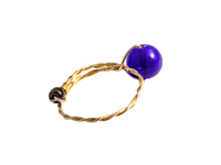 Image 4 of COBALT BLUE ROUND BEAD ADJUSTABLE WIRE WRAP RING (ITEM #2551)