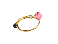 Image 4 of LEMONADE PINK ROUND BEAD ADJUSTABLE WIRE WRAP RING (ITEM #2552)