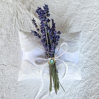 Image 3 of Elegant White Satin Ring Bearer Pillow with Lace Detail