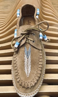 Image 1 of Lagoa cow suede Native American style jute deck shoes made in Italy 