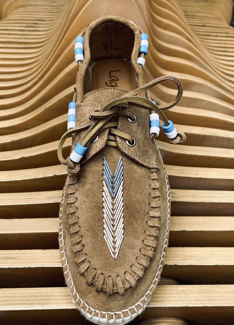 Lagoa cow suede Native American style jute deck shoes made in Italy Image 6
