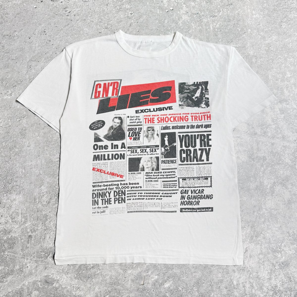 Guns 'n Roses 1988 'G N' R Lies' White T-Shirt | NLVintage