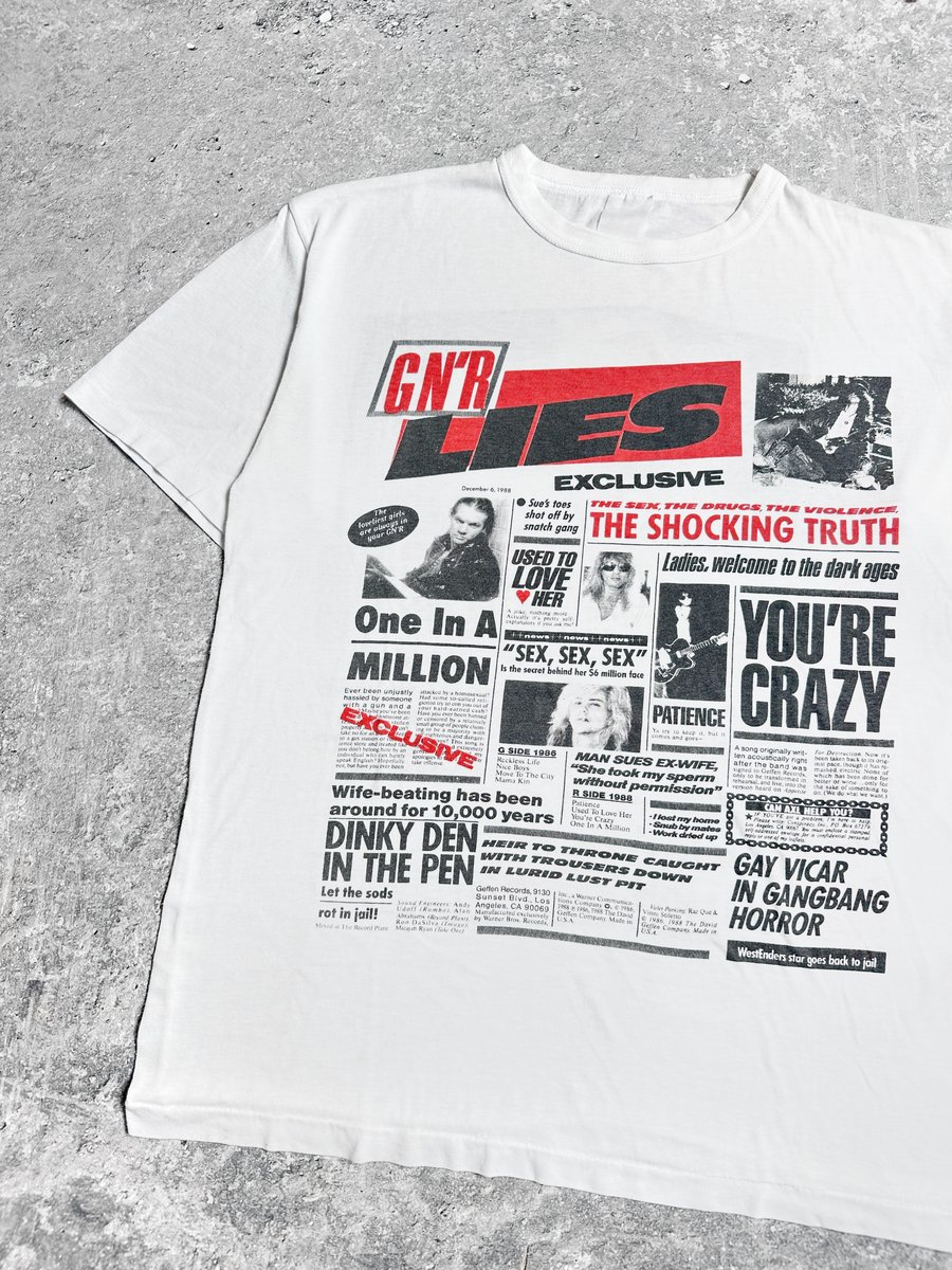Guns 'n Roses 1988 'G N' R Lies' White T-Shirt | NLVintage