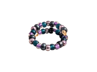 Image 2 of BLUE, PURPLE, AND SILVER MULTICOLOR BEADED WIRE WRAP RING (ITEM #2549)