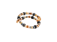 Image 2 of AUBURN, BLUE, WHITE, AND BLACK MULTICOLOR BEADED WIRE WRAP RING (ITEM #2545)