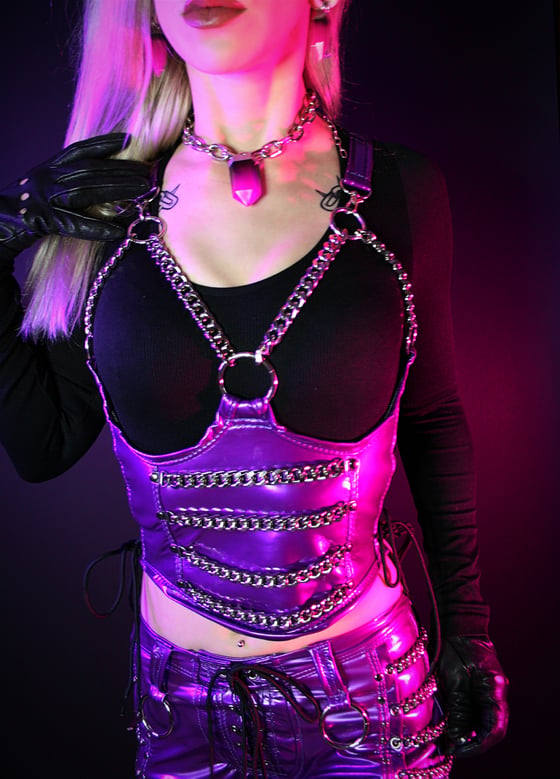 Image of PAINKILLER PURPLE CHAIN UNDERBUST BUSTIER