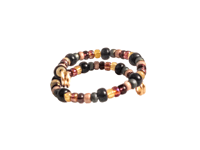 Image 2 of BURGUNDY, AUBURN, YELLOW, OLIVE, AND BLACK MULTICOLOR BEADED WIRE WRAP RING (ITEM #2542)