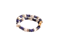 Image 2 of NAVY BLUE AND WHITE BEADED WIRE WRAP RING (ITEM #2541)