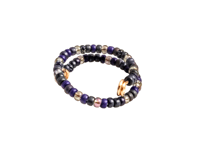 Image 2 of NAVY BLUE AND SHIMMERY CLEAR BEADED WIRE WRAP RING (ITEM #2538)