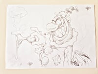 CLOWNS ARE CUTE! ONE OFF A4 PENCIL DRAWING CHEO STAMPED AND SIGNED BY CHEO