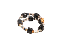 Image 2 of BLUE AND WHITE, WITH SQUARE BLACK BEADS MULTICOLOR BEADED WIRE WRAP RING (ITEM #2537)