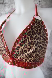 Image 14 of  Genuine red leather leopard top