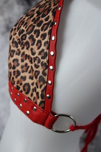 Image 15 of  Genuine red leather leopard top