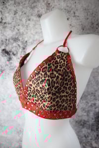 Image 16 of  Genuine red leather leopard top
