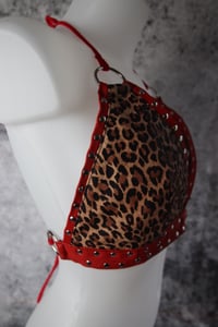 Image 9 of  Genuine red leather leopard top