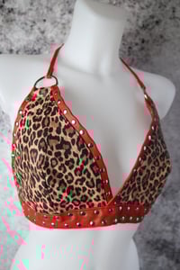 Image 13 of  Genuine red leather leopard top