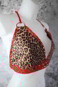 Image 18 of  Genuine red leather leopard top