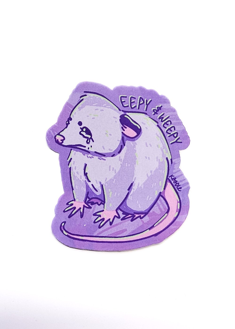 Image of Eepy & Weepy Crying Opossum Sticker (Matte Finish)