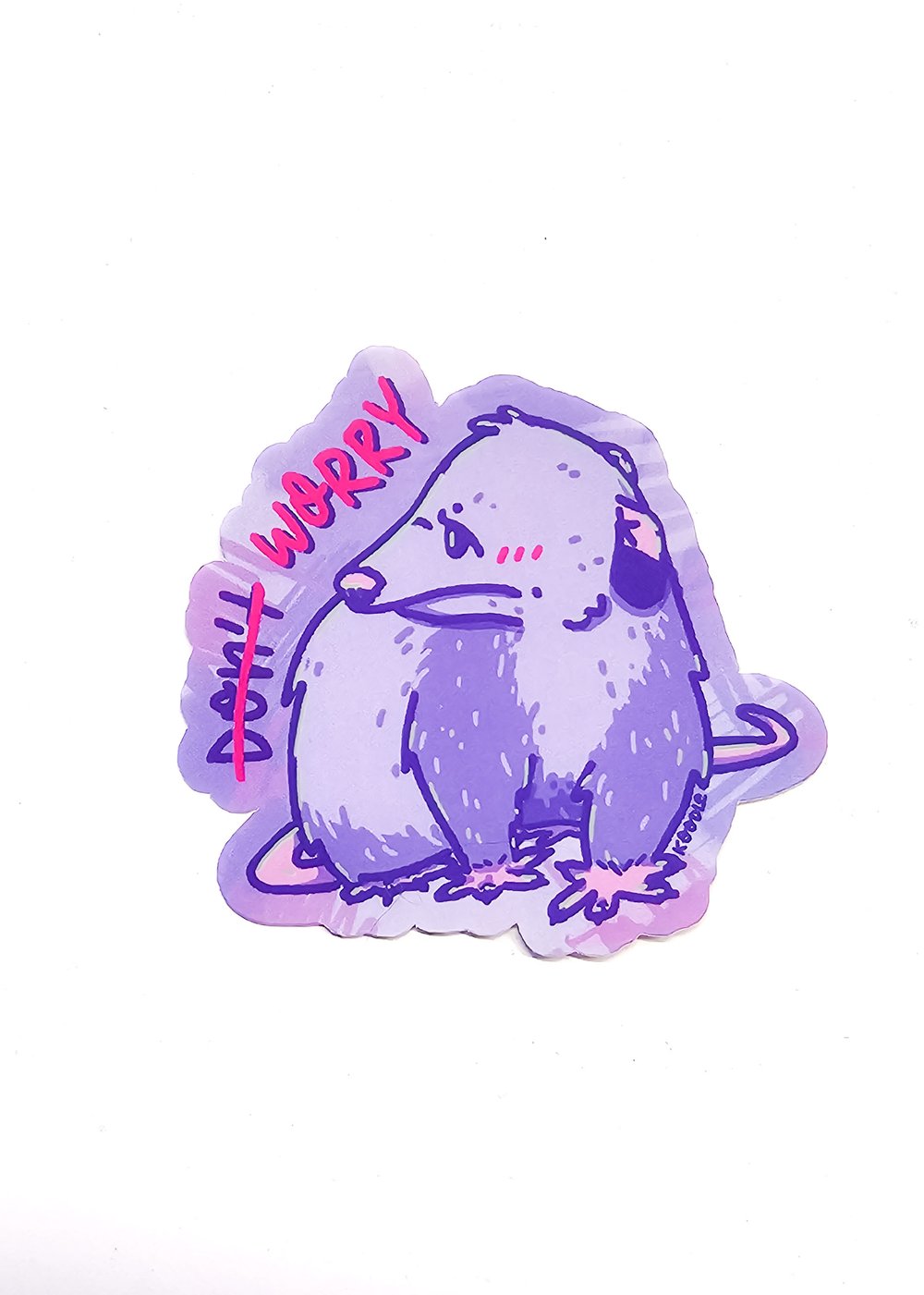 Image of Worry Opossum Sticker (Matte Finish)