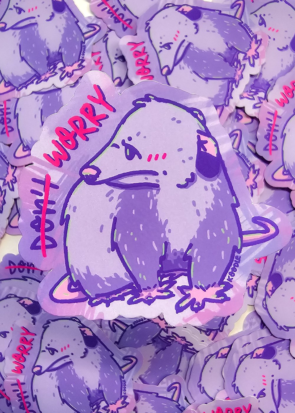 Image of Worry Opossum Sticker (Matte Finish)