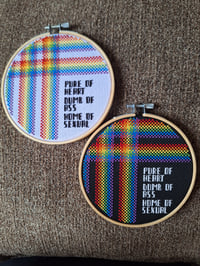 Image 1 of Rainbow Plaid Hoop Stitch