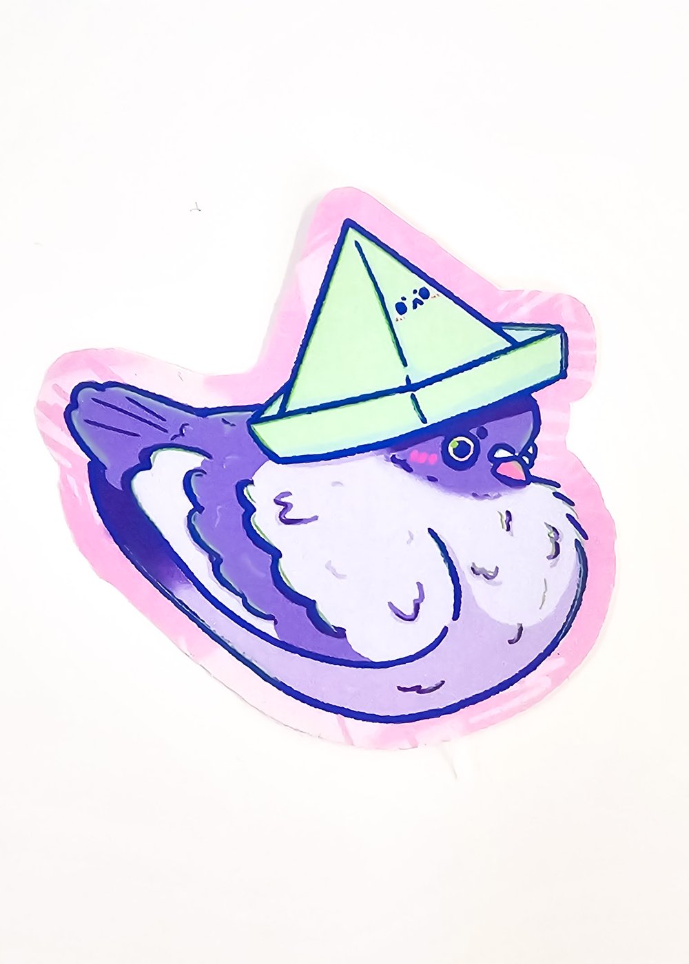 Image of Pigeon Wearing Paper Hat Sticker