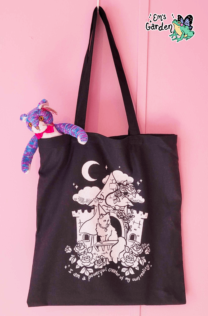 Image of Princess Cat | 100% Cotton Screen Printed Castlecore Tote Bag