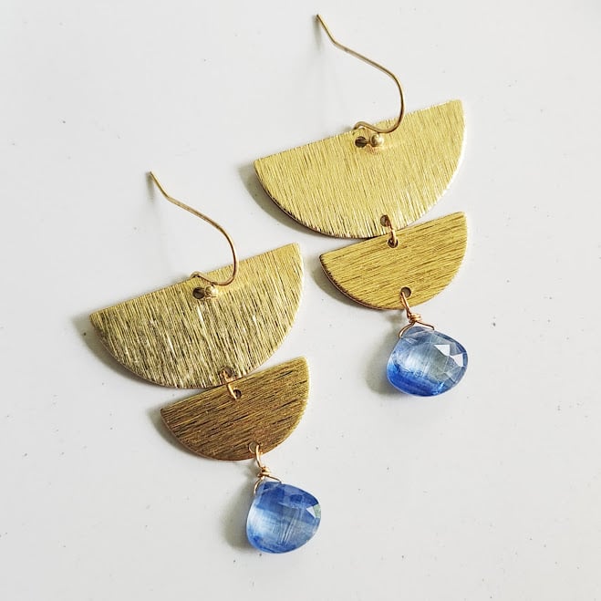 Image of Kyanite + Moon Phase Earrings
