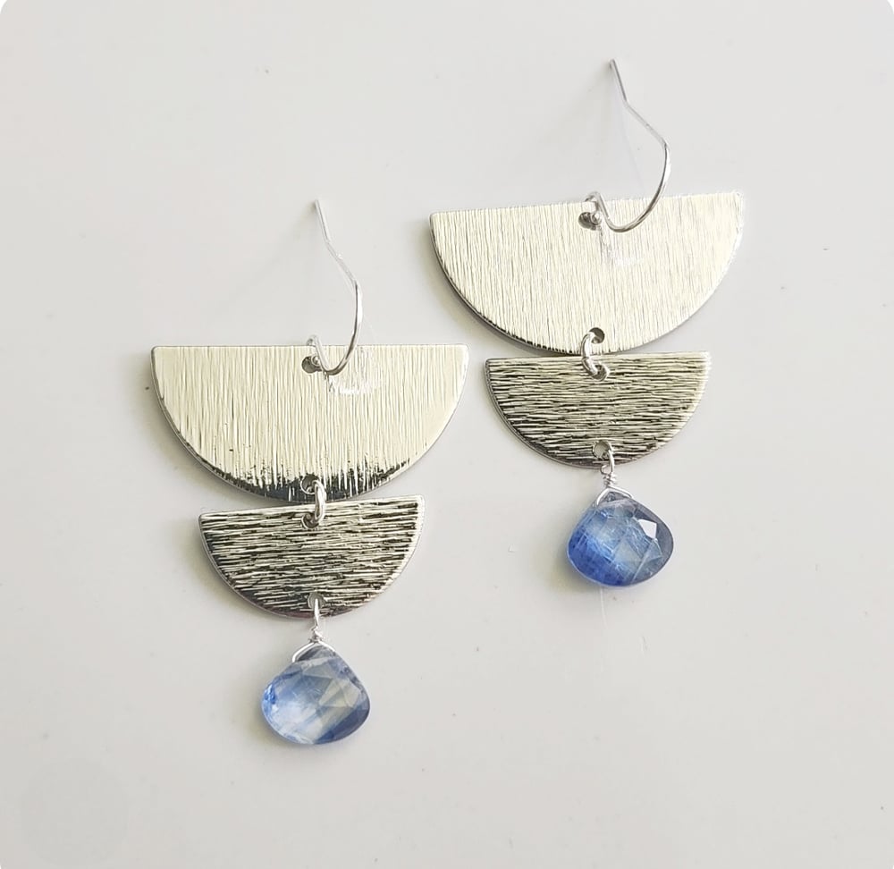 Image of Kyanite + Moon Phase Earrings