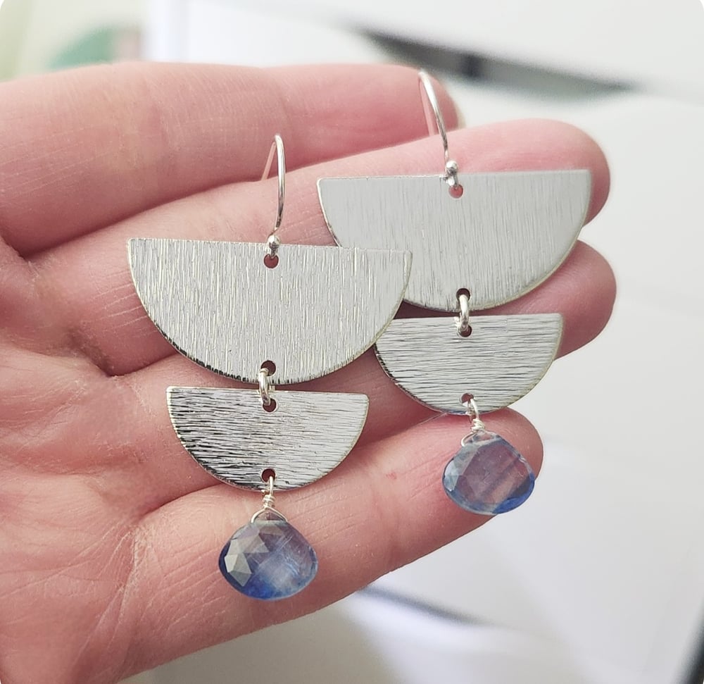 Image of Kyanite + Moon Phase Earrings