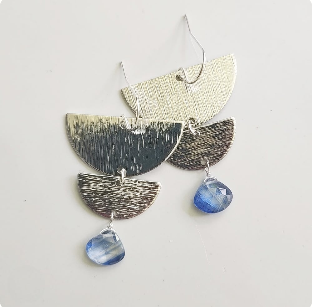 Image of Kyanite + Moon Phase Earrings
