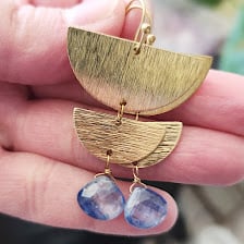Image of Kyanite + Moon Phase Earrings