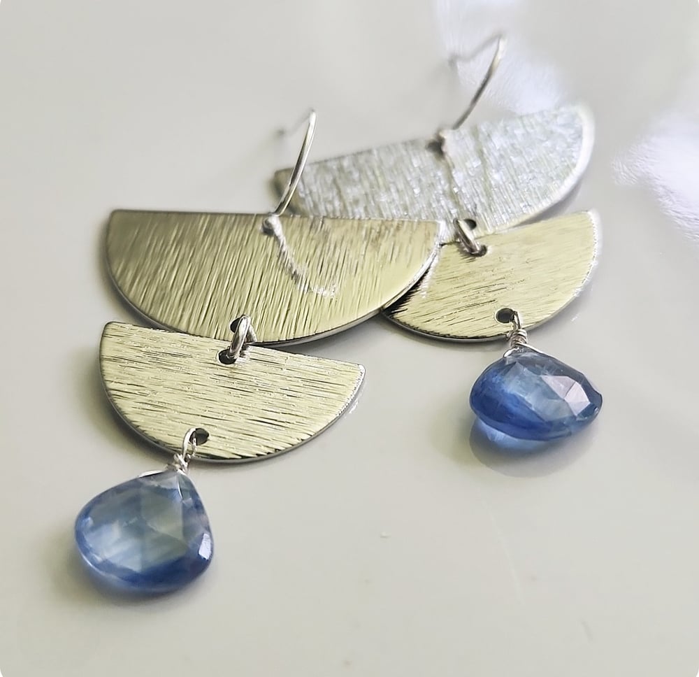 Image of Kyanite + Moon Phase Earrings