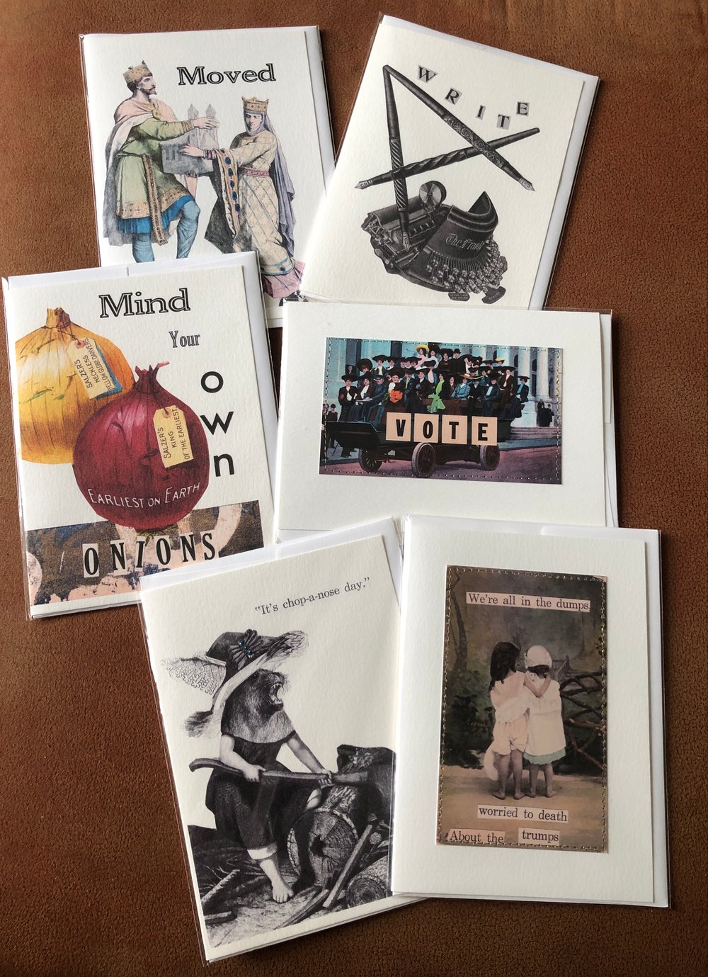 Image of Set of 6 Fun Sassy Political Unique Blank Greeting Cards 