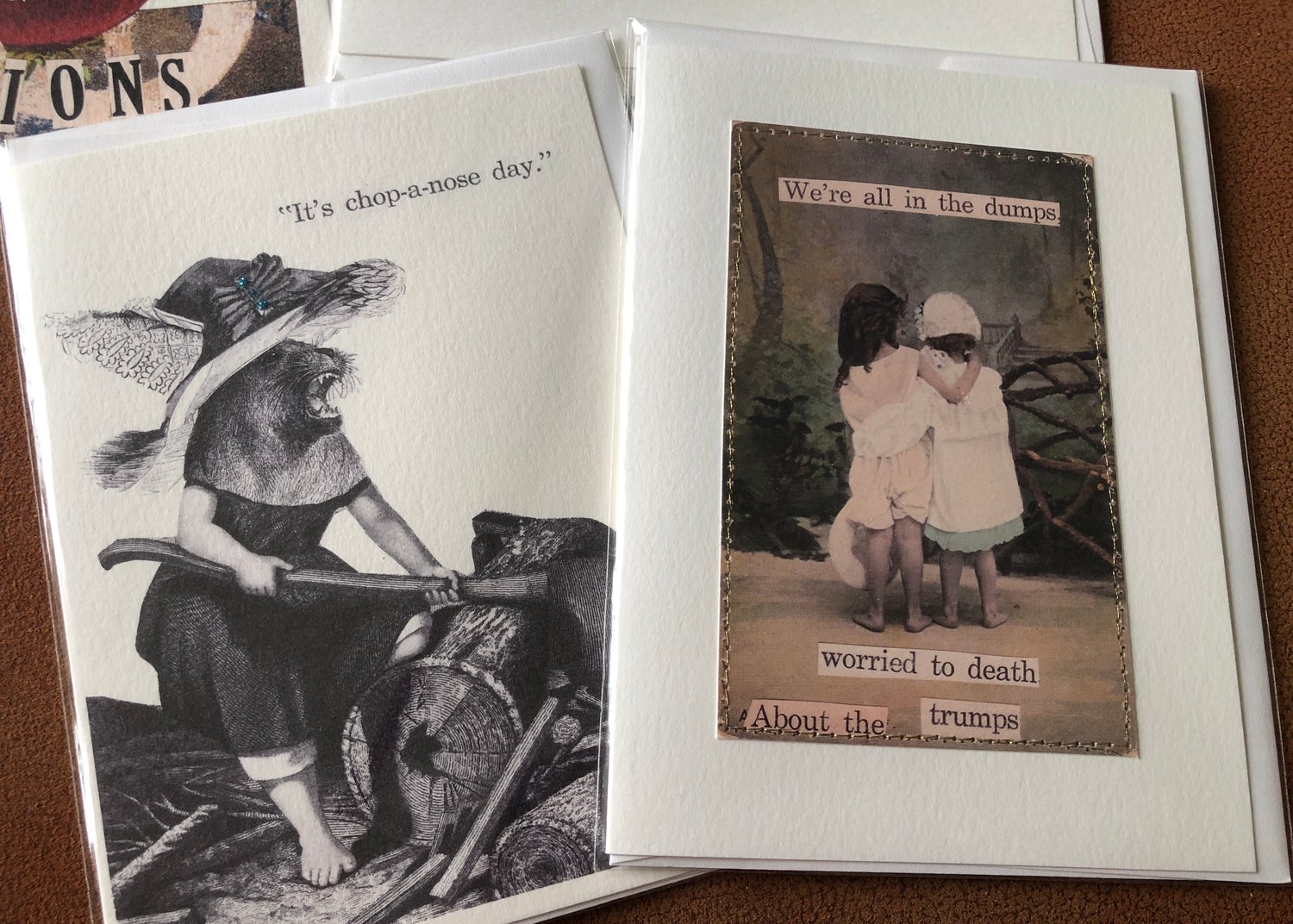 Image of Set of 6 Fun Sassy Political Unique Blank Greeting Cards 